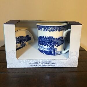 Spode Blue Italian Ceramic Mug and Coaster Set.
